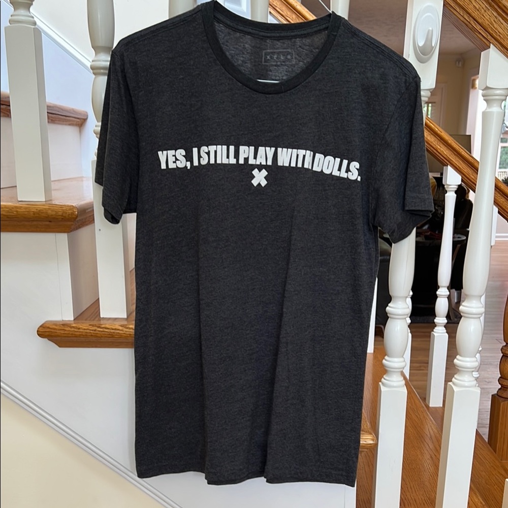 Gray and White Fitted Short Sleeve T-Shirt